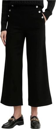 Benetton Broeken, Dames, Zwart, XS, Polyester, Broek met knoopdetails