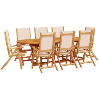 vidaXL vidaXL 9 Piece Garden Dining Set Solid Wood Acacia and Textilene