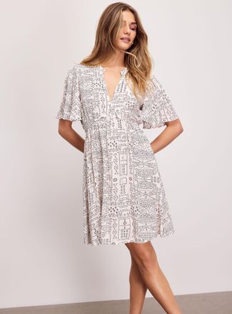 Icone Womens Crinkled texture flared minidress