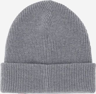 Gucci Mens Wool Beanie With Web Ribbon Grey Fabric Hat