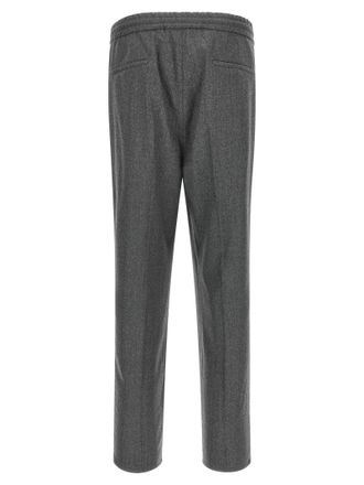 Brunello Cucinelli Virgin Wool Flannel Trousers - Gray