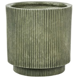 Beliani Maceta De Mezcla De Arcilla Verde Oliva 30 Cm Agujero Drenaje Acabado Vertical Daria