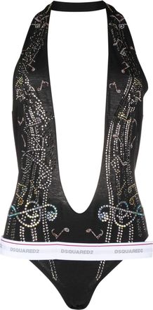 Dsquared2 crystal-embellished cotton body - women - Cotton/glass - S - Black