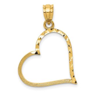 Diamond2Deal 14k Yellow Gold Satin Diamond-cut Crooked Heart Pendant