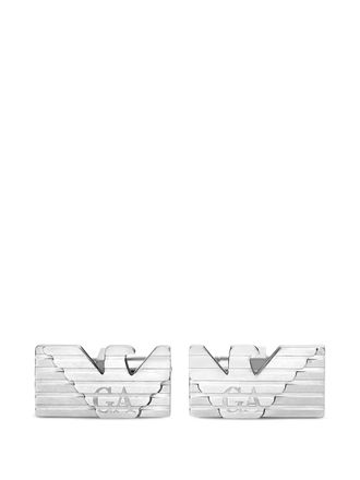 Emporio Armani logo-motif cufflinks - men - stainless steel - One Size - Silver