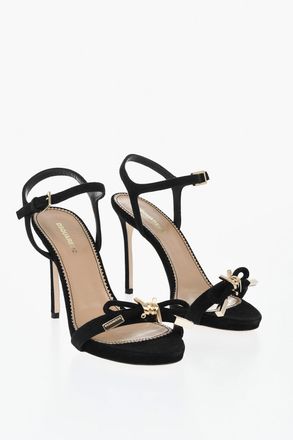 Dsquared2 Ankle-Strap Suede Sandals BABE WIRE with Gold Details Heel 10.5cm Dsquared2
