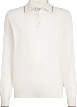 Brunello Cucinelli knit polo shirt - men - Cashmere/Cotton - 50 - White