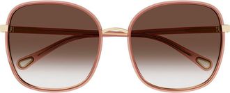Chlo&eacute; 56mm Gradient Square Sunglasses in Red at Nordstrom