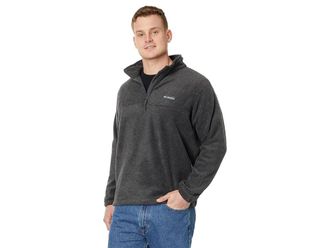 Columbia Big Tall Steens Mountaintm 1/2 Zip Mens Sweatshirt Charcoal Heather : 2XL Tall, Fleece/Polyester