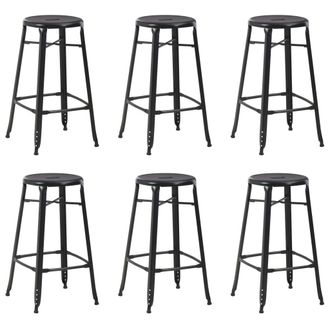 vidaXL Vidaxl - Taburetes De Cocina 6 Unidades Acero Negro
