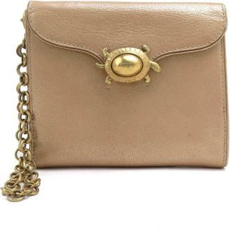 Ferragamo Gold Leather Wallet (Bi-Fold) (Pre-Owned)