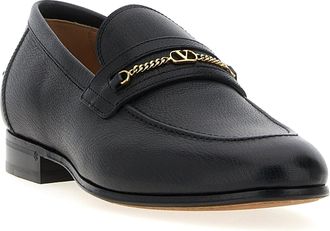 Valentino Garavani Mens Black Goatskin Slip-On Loafers