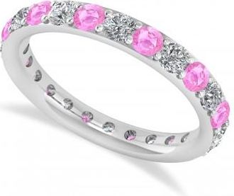 Allurez Diamond & Pink Sapphire Eternity Wedding Band 14k White Gold (1.50ct)