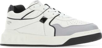 Valentino Garavani Mens Multicolor Nappa Leather One Stud Sneakers Bianconeropastelgreynerobianconero