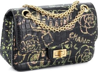 Chanel Reissue 2.55 Flap Bag Graffiti Crocodile Embossed Calfskin Mini crossbody bag - Zwart