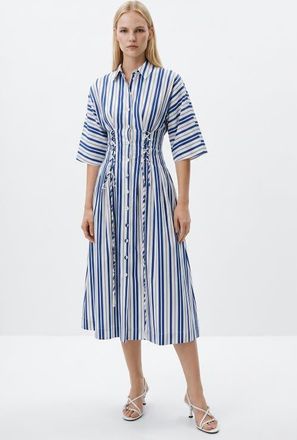 Exquise Deryll Tie Detail Regular Midi Dress in Sax at Nordstrom, Size Xx-Small