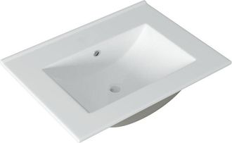 Saniclass Vygo Meubelwastafel - 61x2x46cm - overloop - 1 wasbak - 0 kraangaten - keramiek - wit