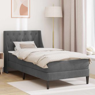 vidaXL Vidaxl Struttura Letto Con Materasso Grigio Scuro 90 X 200 Cm Velluto