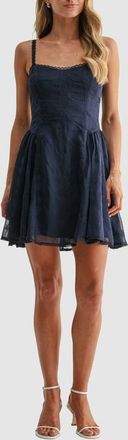 All in Favor Eyelet Lace Fit & Flare Party Dress in Navy at Nordstrom, Size X-Large