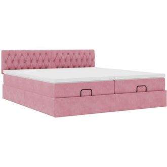 vidaXL Estructura De Cama Otomana Colchones Terciopelo Rosa 180x200cm Vidaxl