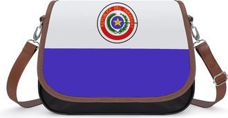 Generic Paraguay Paraguayan Flag Leather Crossbody Bags for Women Messenger Handbag Purse Shoulder Bag