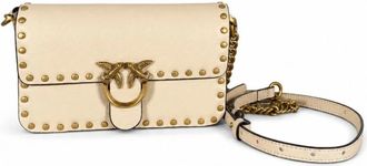 Pinko Pinko, Tassen, Dames, Beige, ONE Size, Leer, Love One Crossbody Bag