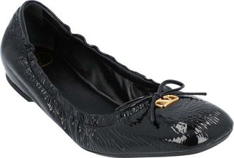 Valentino Womens Goatskin Vlogo Signature Ruched Slip-On Ballerina (Authentic Pre-Loved)