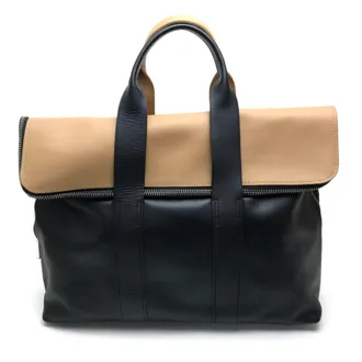 3.1 Phillip Lim Beige Black Leather Handbag Tote Bag (Pre-Owned)