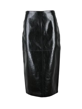 Sportmax Black Bairo Leather Women Skirt