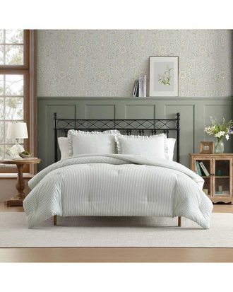 Laura Ashley Oxford Stripe 100% Cotton Comforter Set