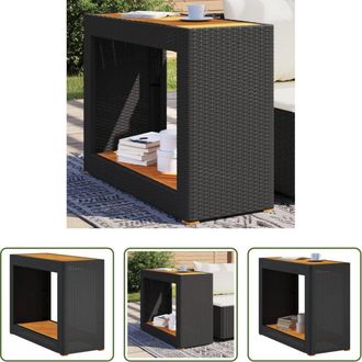 vidaXL Tavolo da giardino - Tavolino da Giardino Piano Legno Nero 100x40x75 cm Polyrattan