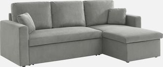 Sweeek Sweeek - Sof&aacute; Cama De Pana De 3 Plazas, Ida Pana, Gris Claro, 219x84x68 Cm