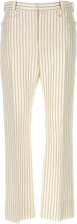 Tom Ford Broeken, Dames, Wit, M, Wol, Pinstripe Pants