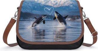Generic Killer Whale Orca LOVE Crossbody Bags for Women Shoulder Messenger Bag Purse Handbags