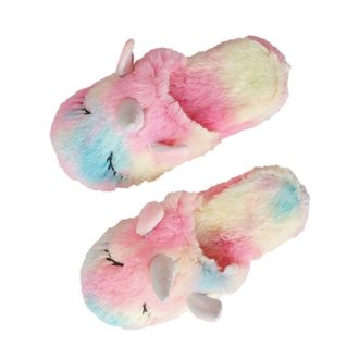 Kesyoo Unicorn Printed Plush Slippers Warm and Non-Slip Adults Size S 30-32 Cotton Plush for Indoor and Home Use