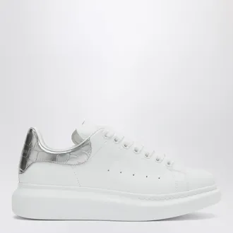 Alexander McQueen Sneaker Oversize bianca/argento croco