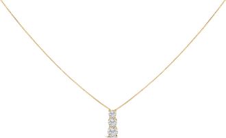House of Brilliance 14K Gold 1/2 Cttw Lab Grown Diamond Three Stone Pendant Necklace