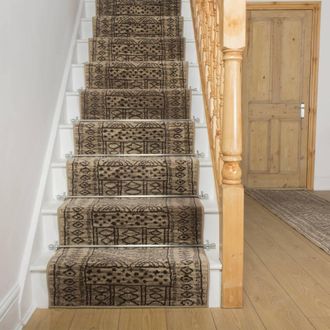 Runrug Stair Runner Carpet for Staircases - Soft & Comfy, 9mm - Afrikans in Taupe | Size: 60 cm x 570 cm