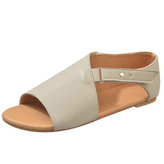 Generic Cocila Comfy Sandals For Women Uk Fashion Round Solid WomenS Heel Flat Toe Hook&Loop Color Shoes Grey, 4.5 Blue Wedges Plantar Fasciitis Womens Brown 