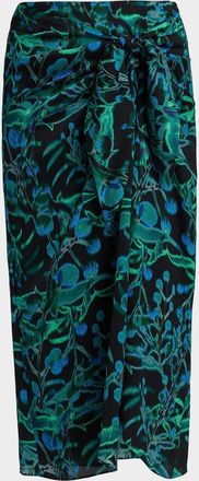 Emanuel Ungaro Colby Botanical Wrap Midi Skirt