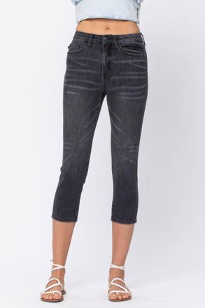 Judy Blue Cuffed Skinny Capri Pants In Grey