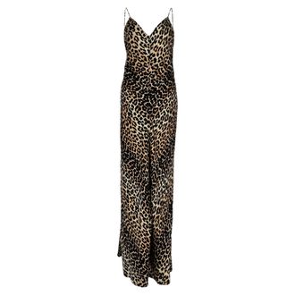 Ganni Ganni Leopard-Print Sleeveless Maxi Dress in Brown Silk