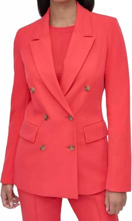 DKNY Double-Breasted Peak-Lapel Blazer In Watermelon Sugar