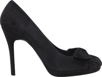 Stuart Weitzman Heels with Bow Detail in Black Suede