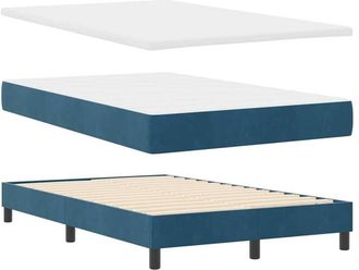 vidaXL LED Box Spring Bed with Mattress Dark Blue 120 x 200 cm Velvet vidaXL