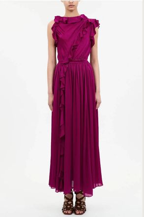 Ulla Johnson Saanvi Cascading Ruffle Dress In Mulberry