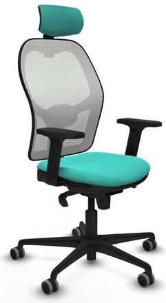 Piqueras y Crespo Piqueras Y Crespo - Jorquera Sincro Malla Blanca Similpiel Turquesa Brazos 2d Base Nailon Cabecero 2d Ruedas 65mm Engomada