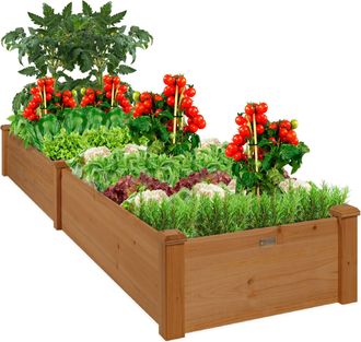 Best Choice Products 8x2ft Outdoor Wooden Raised Garden Bed Planter for Grass, Lawn, Yard