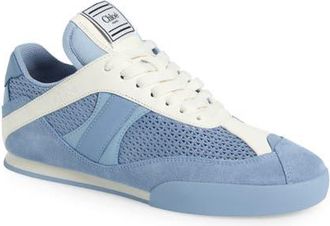 Chloé Kick Leather & Mesh Sneaker in Pearl Blue at Nordstrom, Size 12Us