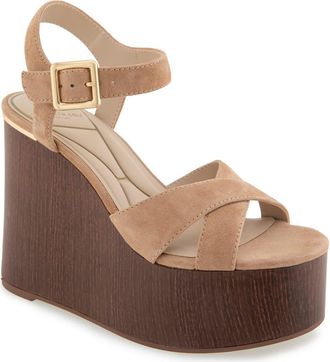 Kenneth Cole Taelyn Platform Wedge Sandal in Sesame Suede at Nordstrom, Size 7.5